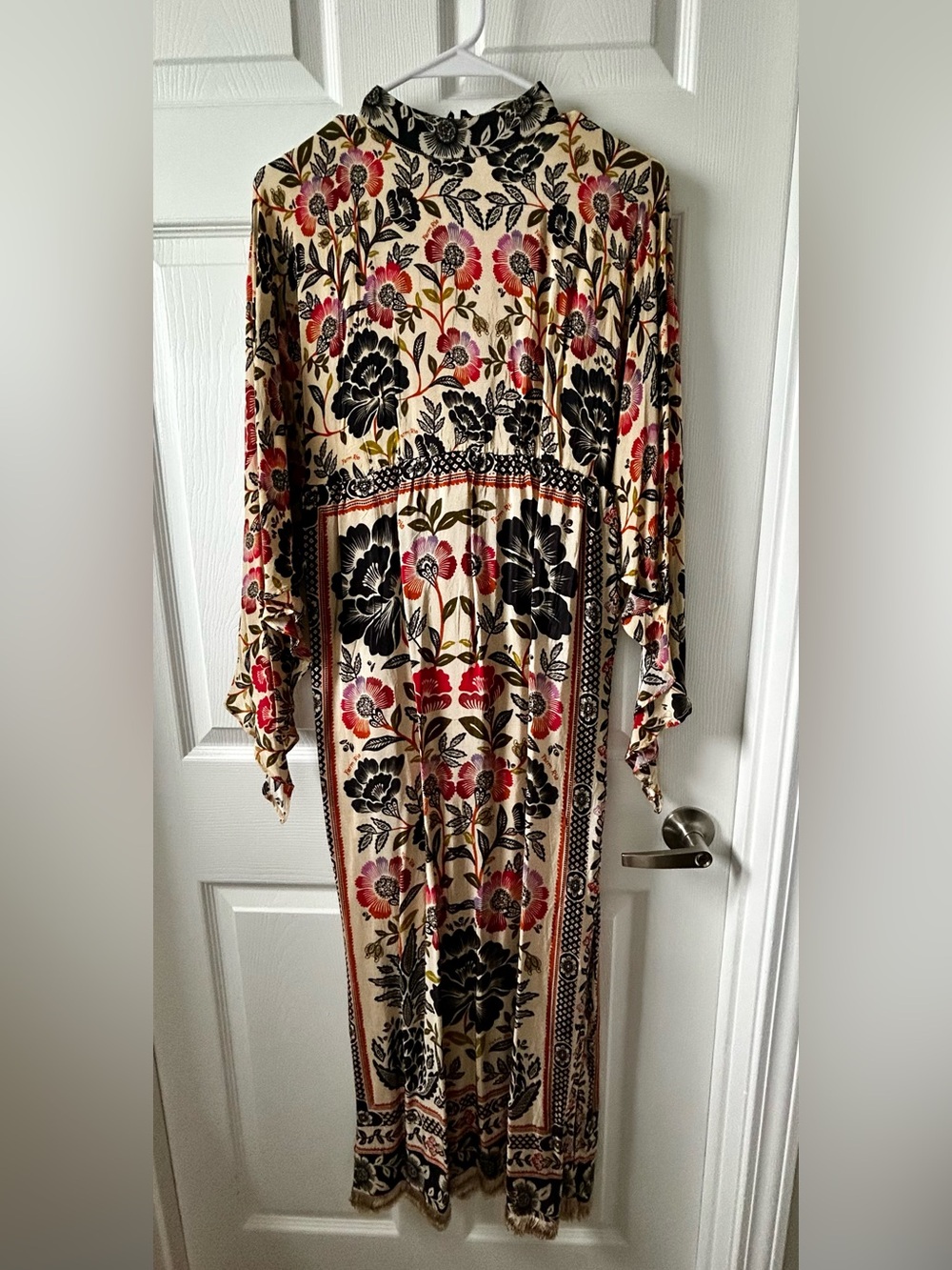 FARM Rio Cream Maxi Dress with Black & Pink Floral Print